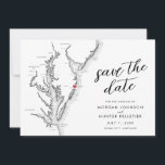 Ocean City Maryland Map Minimal Modern Wedding Save The Date<br><div class="desc">Announce your coastal Ocean City wedding in style with our modern black and white Chesapeake Bay map-themed Save the Date cards from Zazzle! Featuring exquisite detailing and a touch of coastal charm, these cards perfectly capture the essence of your Ocean City, Maryland wedding. With iconic landmarks like The Grand Hotel,...</div>