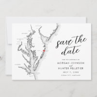 Ocean City Maryland Map Minimal Modern Wedding
