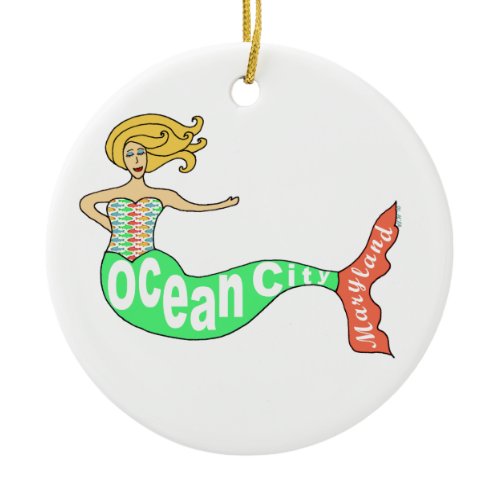 Ocean City, Maryland Mermaid Ceramic Ornament