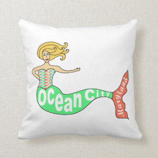 Ocean City, Maryland Mermaid Throw Pillow
