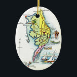 Ocean City, Maryland Vintage Map  Ceramic Ornament<br><div class="desc">A very colorful vintage map of Ocean City,  Maryland reused on an ornament.</div>