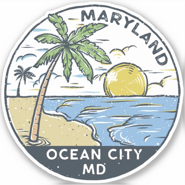 Ocean City Maryland Vintage Sticker (Front)