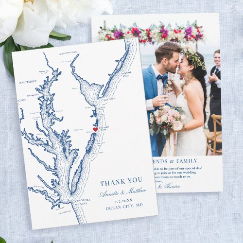 Ocean City Maryland Wedding Flat Thank You Card