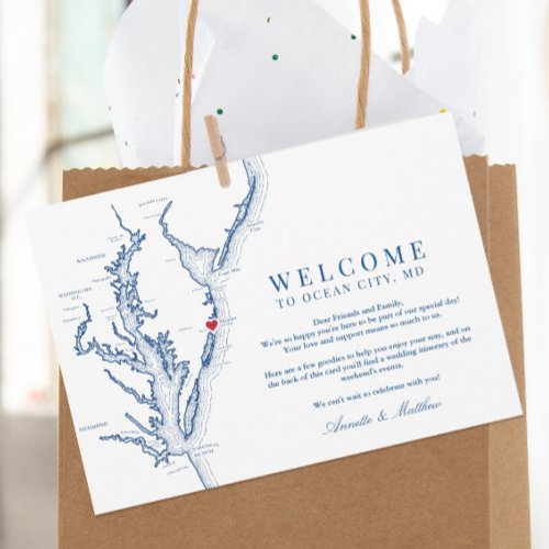 Ocean City Maryland Wedding Welcome and Itinerary Thank You Card