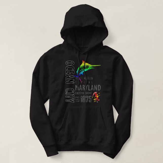 Ocean City Maryland White Marlin Capital Eastern S Hoodie (Design Front)