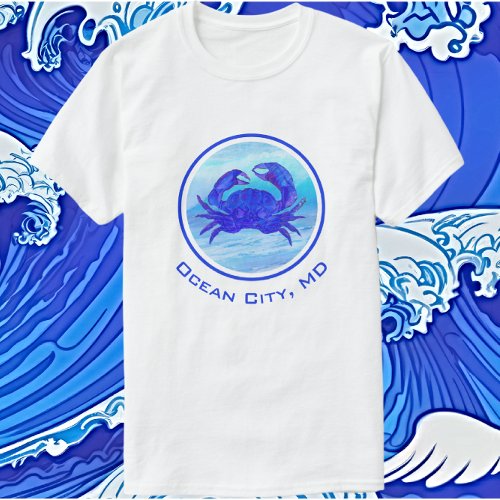 Ocean City MD Blue Crab and Waves T_Shirt