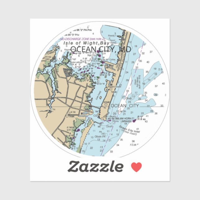 Ocean City MD Chart Sticker (Sheet)