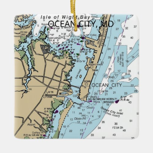 Ocean City MD Nautical Chart Ceramic Ornament