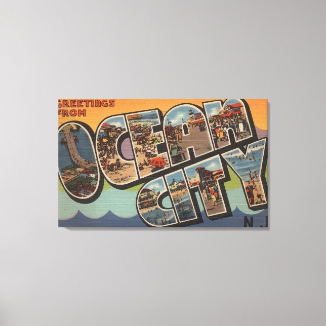 Ocean City, New Jersey - Large Letter Scenes Canvas Print (Front)
