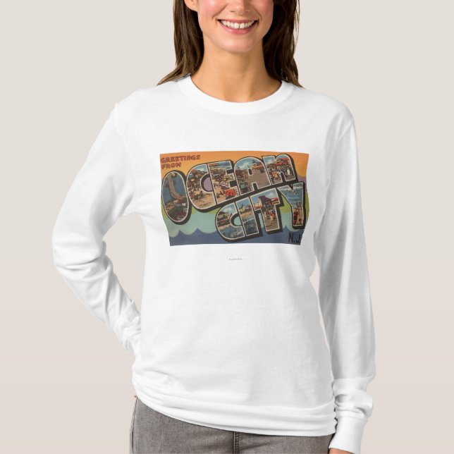 Ocean City, New Jersey - Large Letter Scenes T-Shirt (Front)