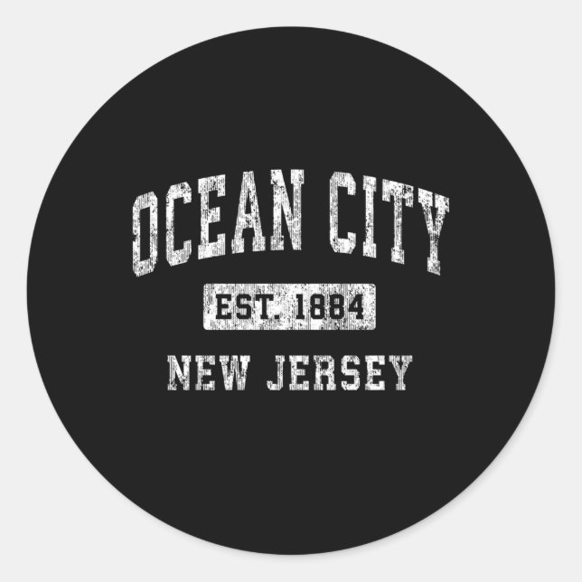 Ocean City New Jersey Nj Established Sports Classic Round Sticker (Front)