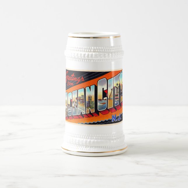 Ocean City New Jersey NJ Large Letter Postcard Beer Stein (Center)