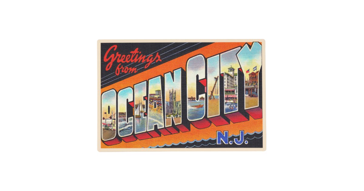 Ocean City New Jersey NJ Large Letter Postcard Placemat Zazzle