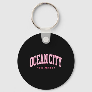 Ocean City New Jersey Nj Retro Preppy Throwback Wo Keychain