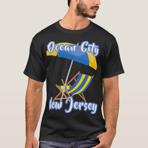 Ocean City New Jersey Striped Beach Chair Umbrella T_Shirt