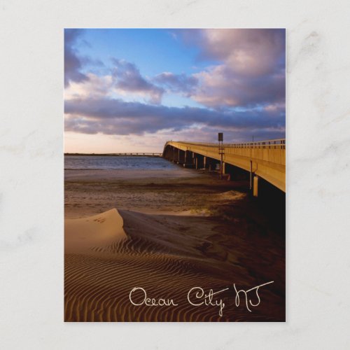 Ocean City New Jersey Sunset on Bridge Postcard