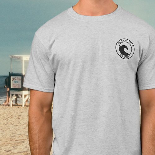 Ocean City NJ Black Ocean Wave Circle Design T_Shirt