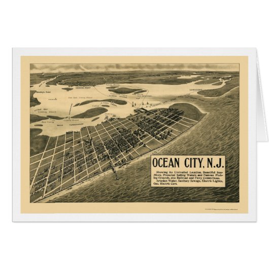 Ocean City, NJ Panoramic Map - 1903 Cards (Front Horizontal)