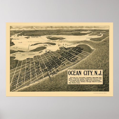 Ocean City NJ Panoramic Map _ 1903 Poster