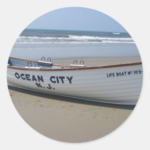 Ocean City NJ  Summer Fun  Shore Boat Classic Round Sticker