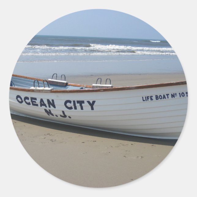 Ocean City, NJ * Summer Fun * Shore Boat Classic Round Sticker (Front)