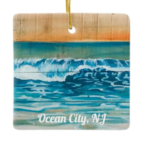 Ocean City, NJ Sunrise Waves Christmas Ornament