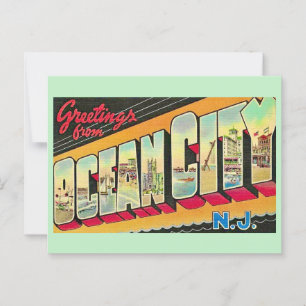 Ocean City NJ Vintage Greetings Postcard