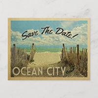 Ocean City Save The Date Vintage Beach Nautical