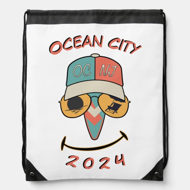 Ocean City Smile Drawstring Bag (Front)