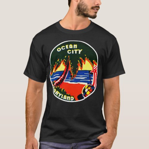 OCEAN CITY VINTAGE MARYLAND STICKER AND 1950S SHIR T_Shirt