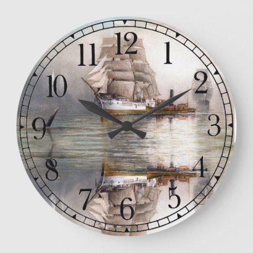 Ocean Clipper Sailing Ship Sea Boat Wall Clock