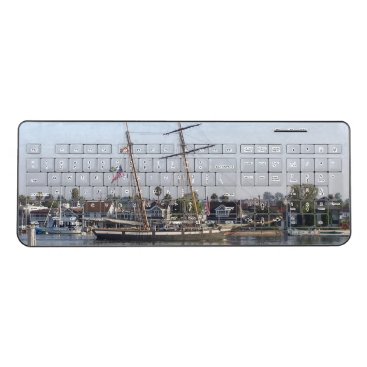 Ocean Clipper Ship Beach Town Wireless Keyboard Ocean Clipper Ship Beach Town Wireless Keyboard