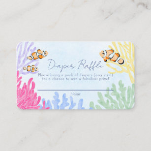 Ocean Clown Fish Baby Shower Diaper Raffle Enclosure Card