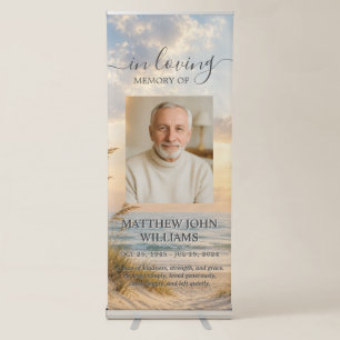 Ocean Coastal Male Female Photo Funeral Memorial  Retractable Banner