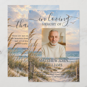 Ocean Coastal Male Female Photo Funeral Memorial  Thank You Card