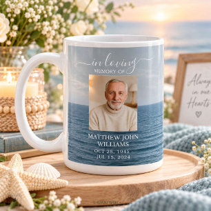 Ocean Coastal Male Photo Funeral Memorial Keepsake Coffee Mug