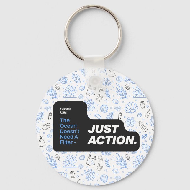 Ocean Conservation Plastic Pollution Awareness  Keychain (Front)
