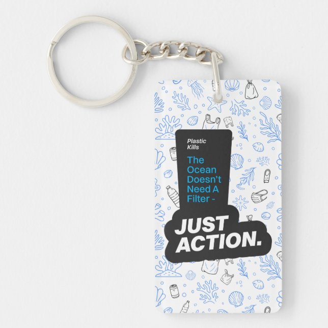 Ocean Conservation Plastic Pollution Awareness  Keychain (Front)