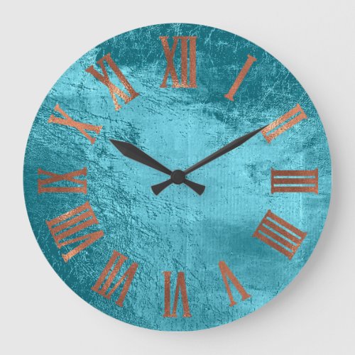 Ocean Copper Rose Gold Roman Leather Glass Urban Large Clock