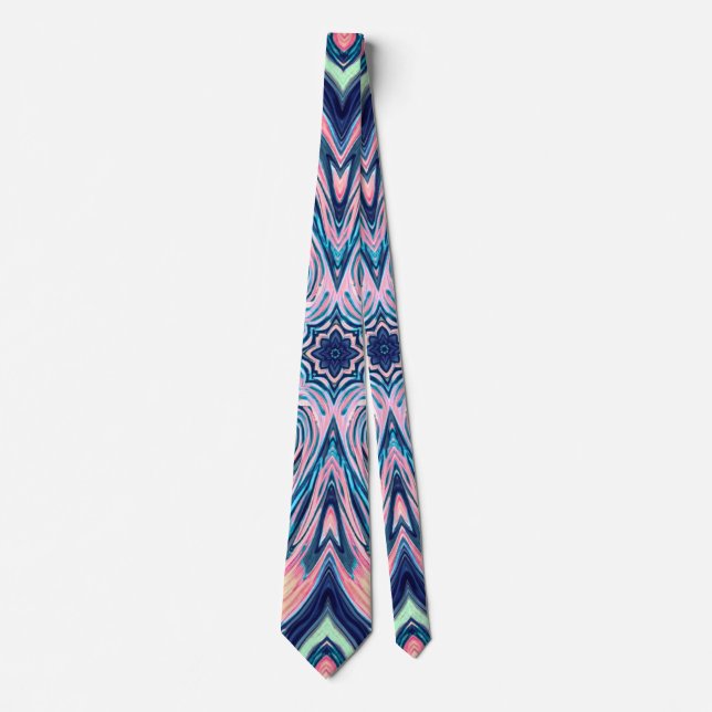 ocean coral agate pattern neck tie (Front)