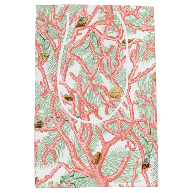 Ocean Coral Branches Seashells Pattern Medium Gift Bag (Front)