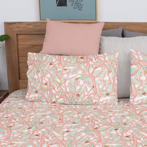 Ocean Coral Branches Seashells Pattern Pillow Case