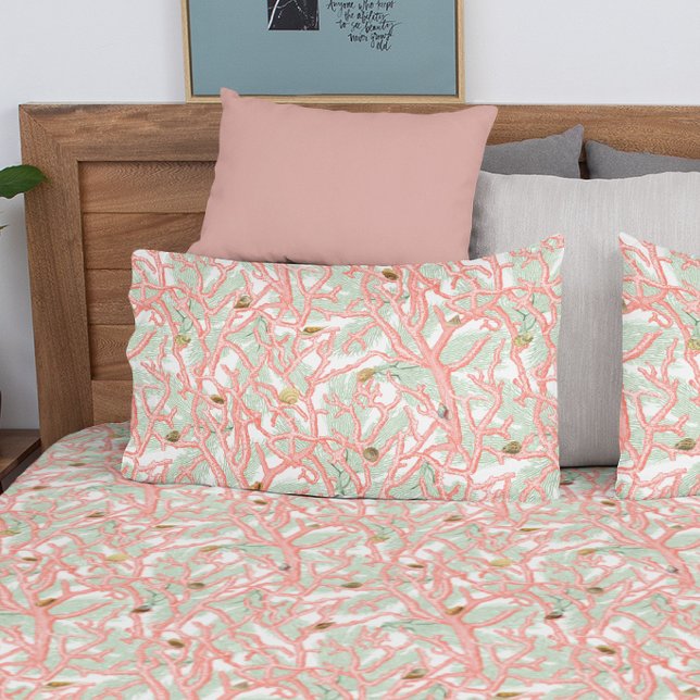 Ocean Coral Branches Seashells Pattern Pillow Case (Creator Uploaded)