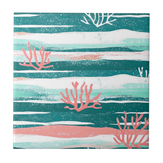 Ocean Coral Reef Pattern Ceramic Tile (Front)