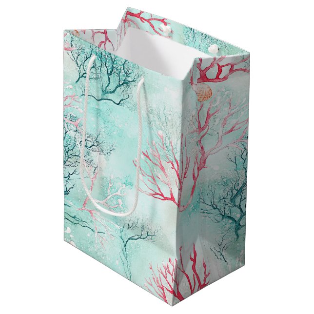 Ocean Coral Reef Pattern Medium Gift Bag (Front Angled)
