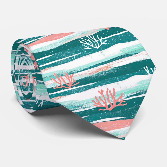 Ocean Coral Reef Pattern Neck Tie (Rolled)