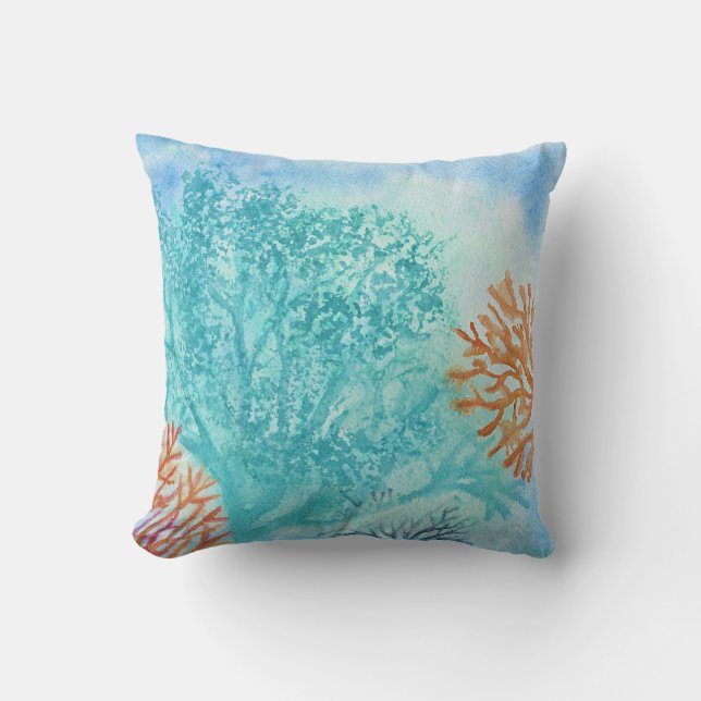Ocean Corals Outdoor Pillow (Front)