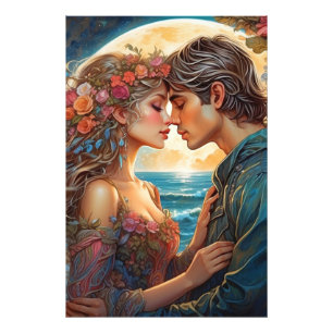 *~* Ocean Couple Moon Romantic AP51 Fantasy Photo Print