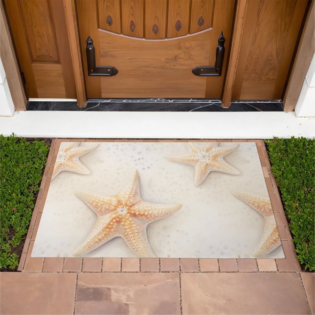 Ocean Cream Peach Beach Starfish  Doormat (Outdoor)
