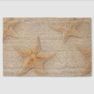 Ocean Cream Peach Beach Starfish Fiber Doormat